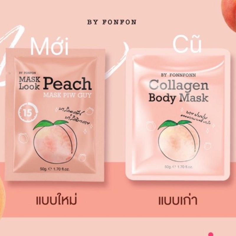 Ủ Trắng Trái Đào Mask Look PEACH, Collagen 50g Thái Lan Chính Hãng