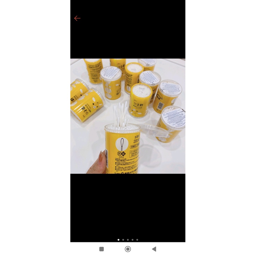 Tăm Bông Kobee Lọ Trẻ Em Sơ Sinh Hộp 200 Que Bông Tự Nhiên Đầu Siêu Nhỏ