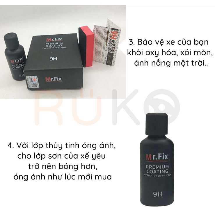 Bộ dung dịch Nano phủ bóng xe chống trầy nâng cấp Mr.Fix Premium Coating 9H