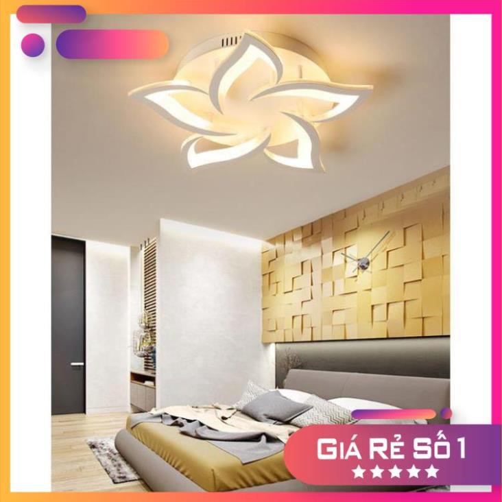 Đèn trang trí-đèn ốp trần-Tặng khiển từ xa - Đèn trần Acrylic cánh hoa hiện đại sang trọng, 3 màu ánh sáng
