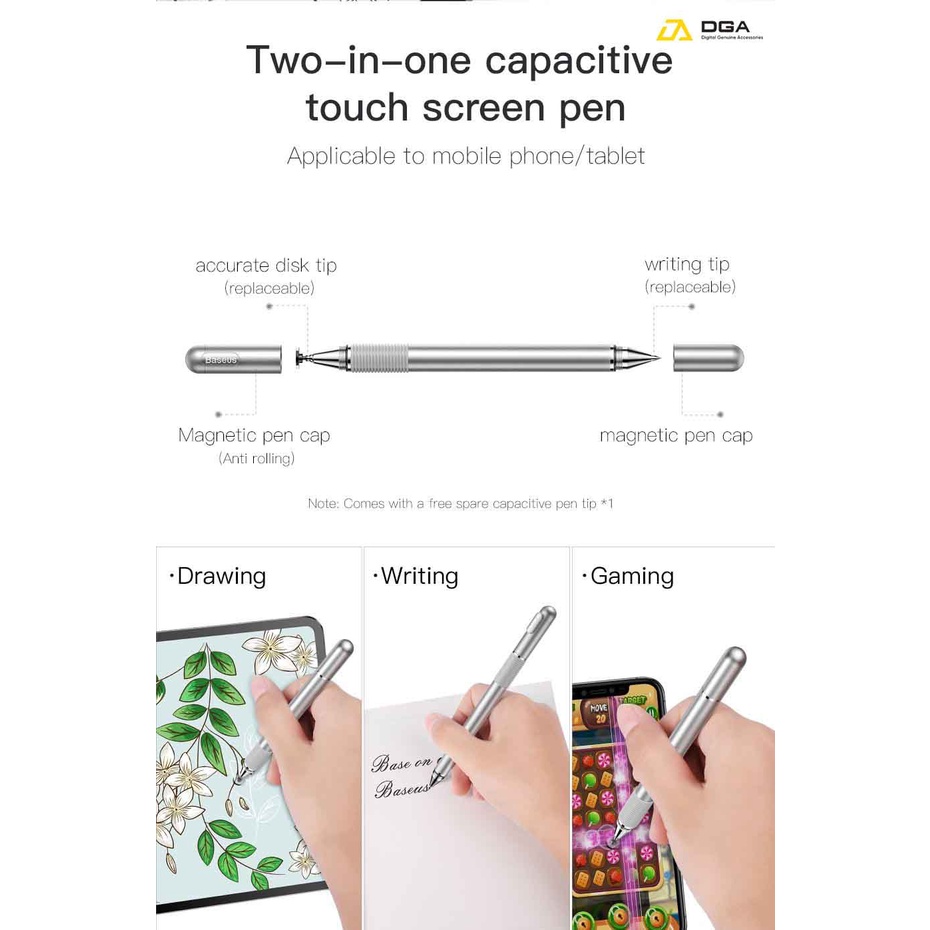Bút cảm ứng Baseus Golden Cudgel Capacitive Stylus Pen điện dung 2 trong 1 cho Smartphone / Tablet/ iPad