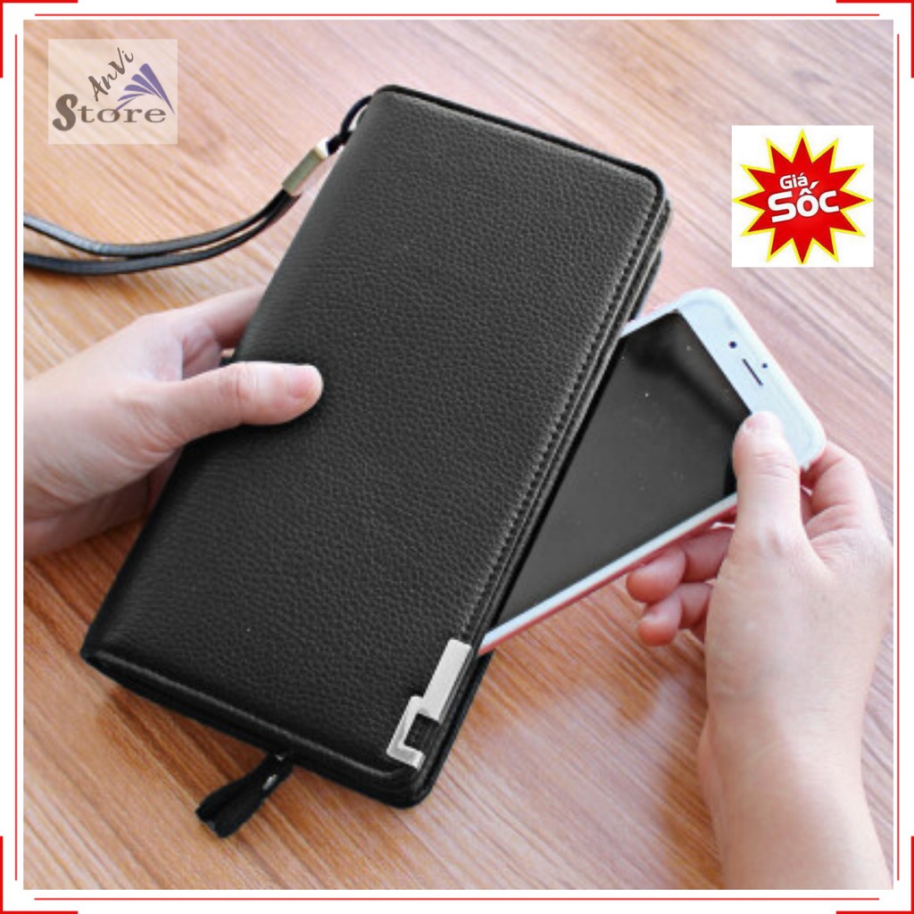 Ví cầm tay nam ⚜️FREESHIP⚜️ ví cầm tay nam da cao cấp + Bảo hành da 1 năm + Tặng móc khóa xe máy