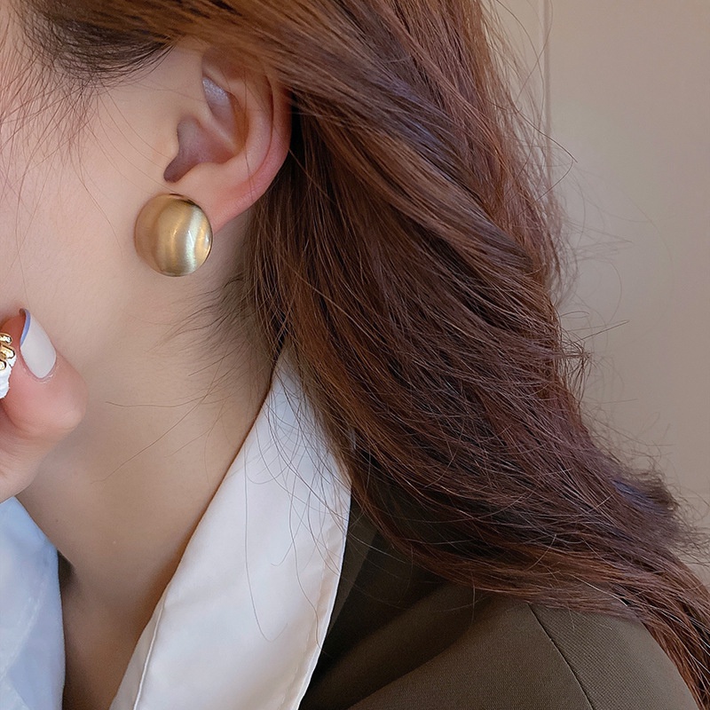 Bông tai hạt châu lớn màu bạc vàng cá tính hiện đại chuôi bạc 925 - Mely H92