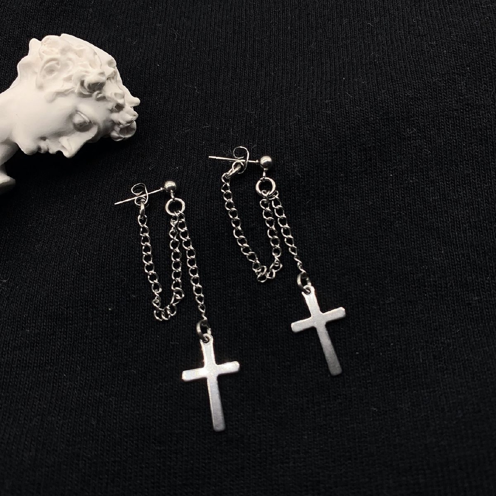 Bông Tai Hình Chữ Thập Phong Cách Hàn Quốc 22049 Dễ Phối Đồ