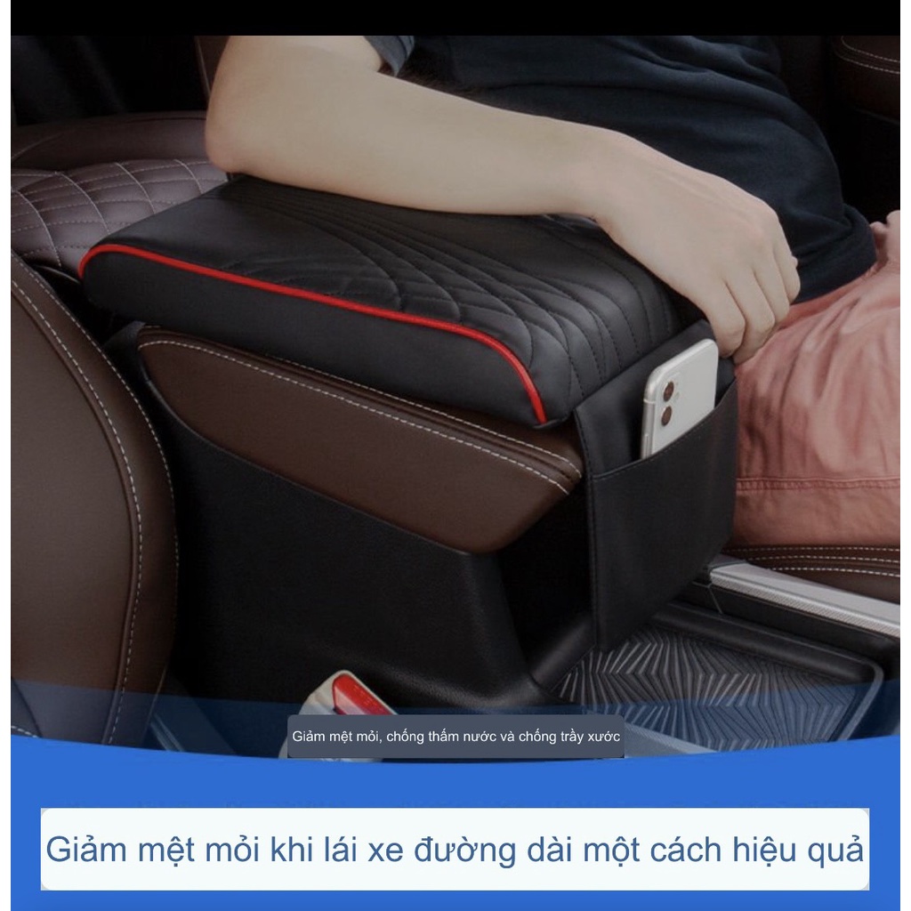 (8 màu) Đệm Tỳ Tay Ô Tô Xe Hơi Cao Su Non Nguyên Khối Bọc Da cao cấp - giúp chống mỏi và thư giãn lái xe đường dài