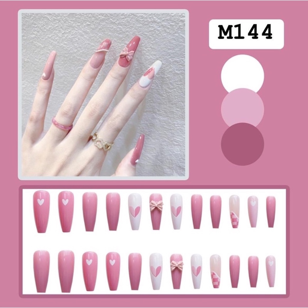 [MÃ M MÓNG ĐÁ MẪU HÈ 2023 ] móng tay giả đính đá bộ 24 móng kèm keo