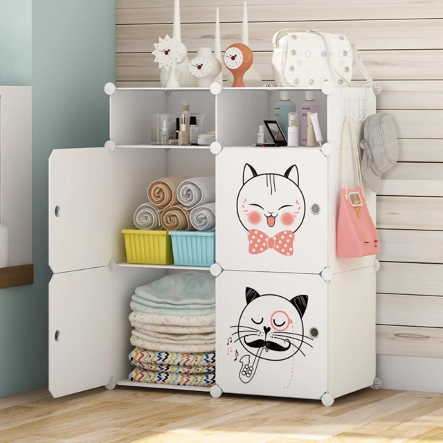 TỦ NHỰA GHÉP- TỦ QUẦN ÁO - TỦ NHỰA 6 Ô GỒM 4+2 GIÀY T