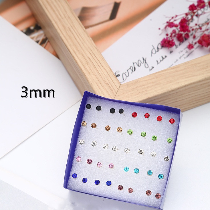 Set 20 đôi bông tai đính đá phong cách unisex hợp thời trang