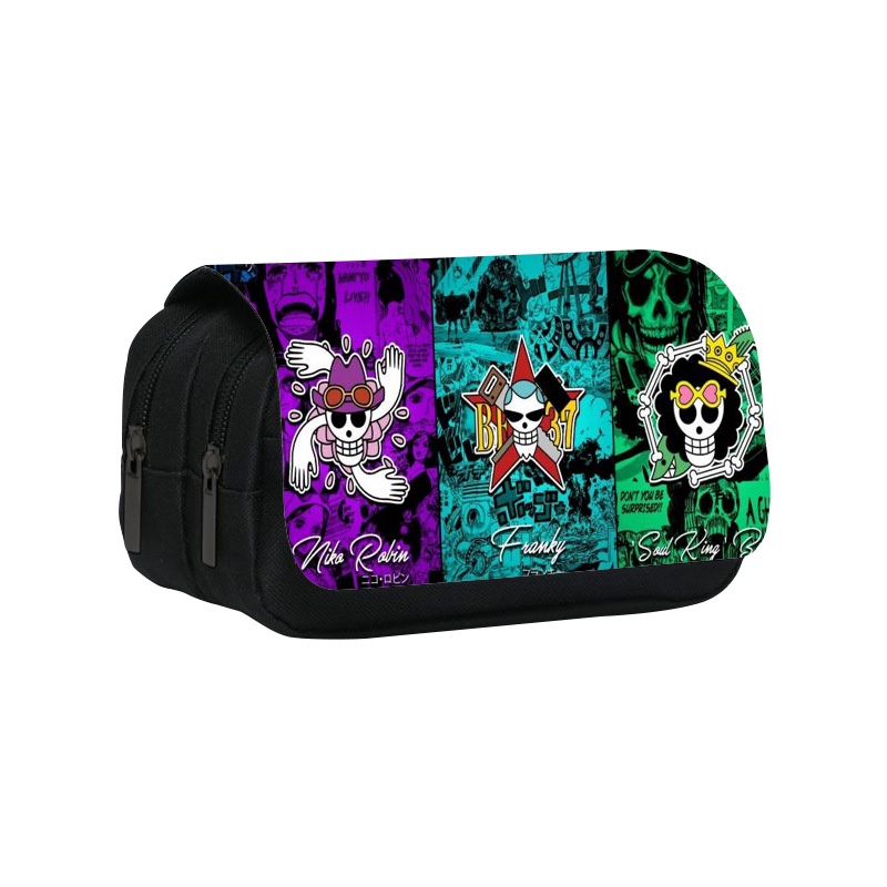 Túi Đựng Bút Chì Sức Chứa Lớn Hai Lớp Có Khóa Kéo Họa Tiết One Piece Luffy Ace Cho Học Sinh