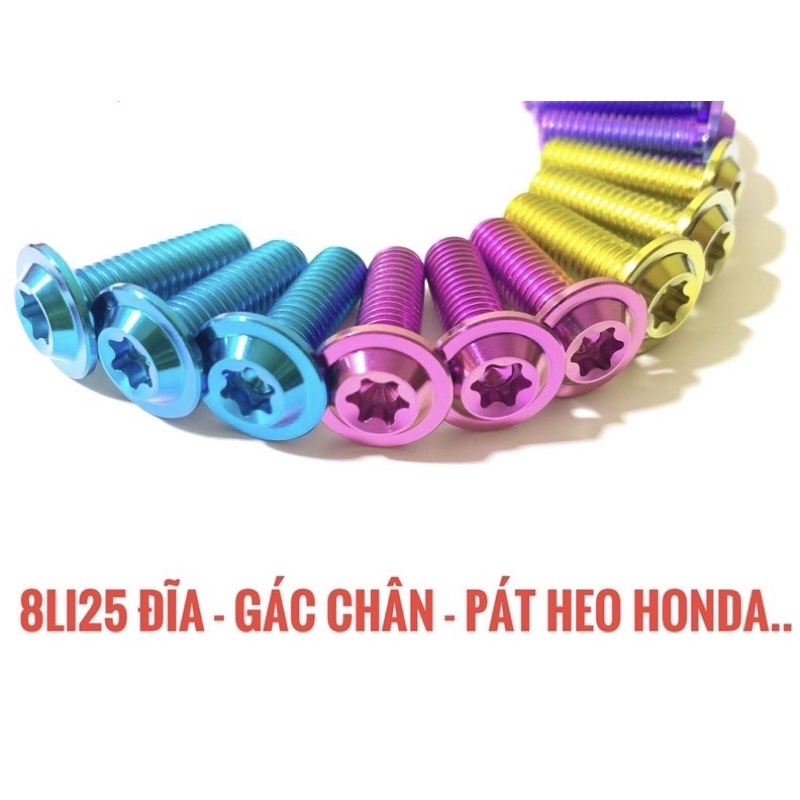 (Giá 1 con) ỐC ĐĨA 8li25 TITAN GR5 DÙ MỎNG GẮN ĐĨA TRƯỚC SAU TẤT CẢ XE