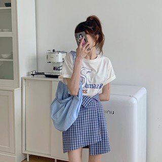 Order chân váy kẻ caro lệch vạt