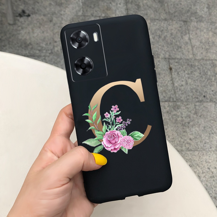 Ốp Điện Thoại Silicon Mềm Mặt Nhám Màu Kẹo In Họa Tiết Hoa Và Chữ Cho OPPO A57 4G OPPOA57 A 57 2022