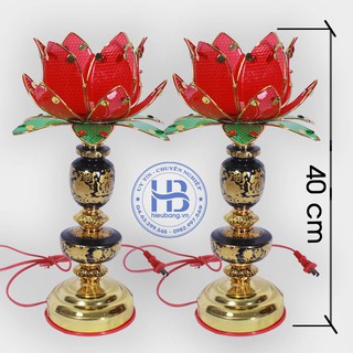 Đèn hoa sen thờ cúng 1 bông Đỏ 40cm