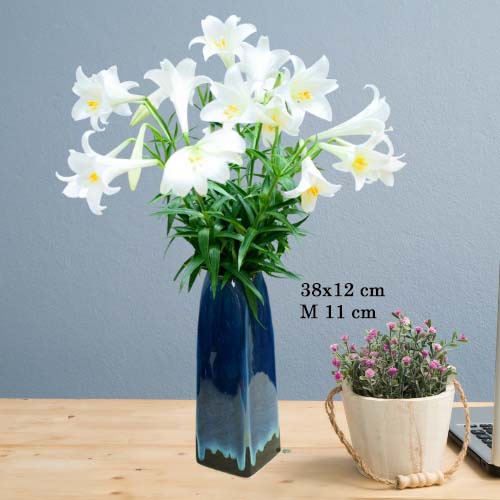 Lọ hoa cao 38 cm - Bình hoa gốm sứ Bát Tràng cao cấp - Decor trang trí nhà đẹp đón Tết