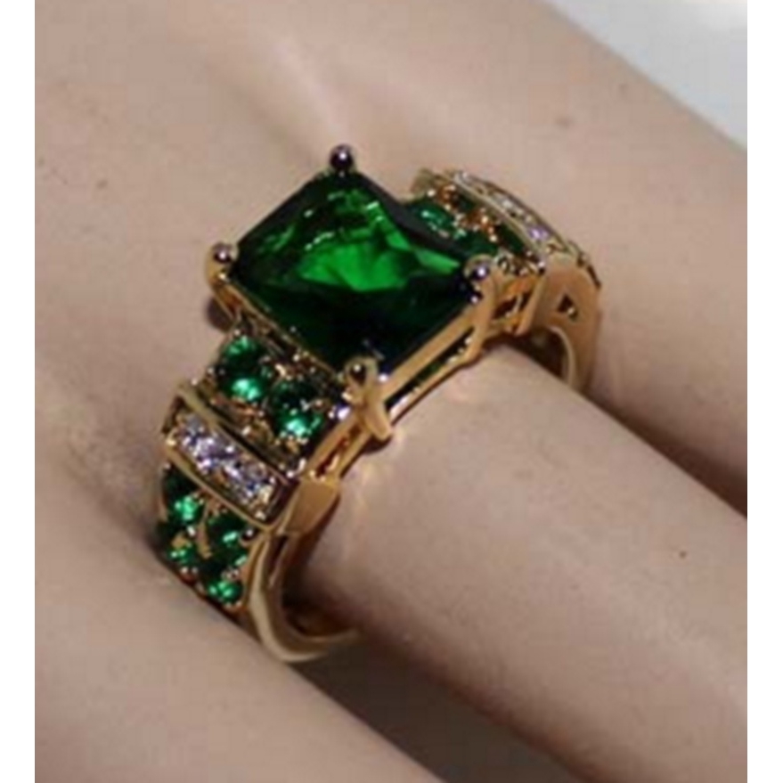 Nhẫn nữ mạ vàng 18k đính đá xanh sang trọng