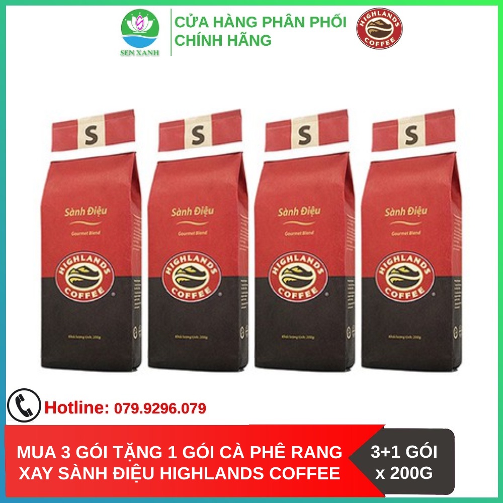 [SenXanh CAFE] Mua 3 gói tặng 1 gói Cà phê rang xay Sành điệu Highland coffee 200g