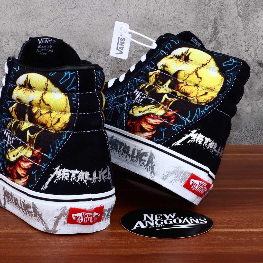 Album Ảnh 30Th Anniversary Sk8 Hi Màu Trắng Đen DT Sepatu Thương Hiệu PUTIH HITAM Vans X Metallica