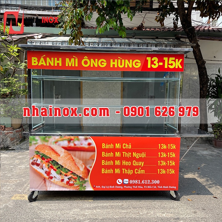 Xe bánh mì inox 1m8x60x1m82