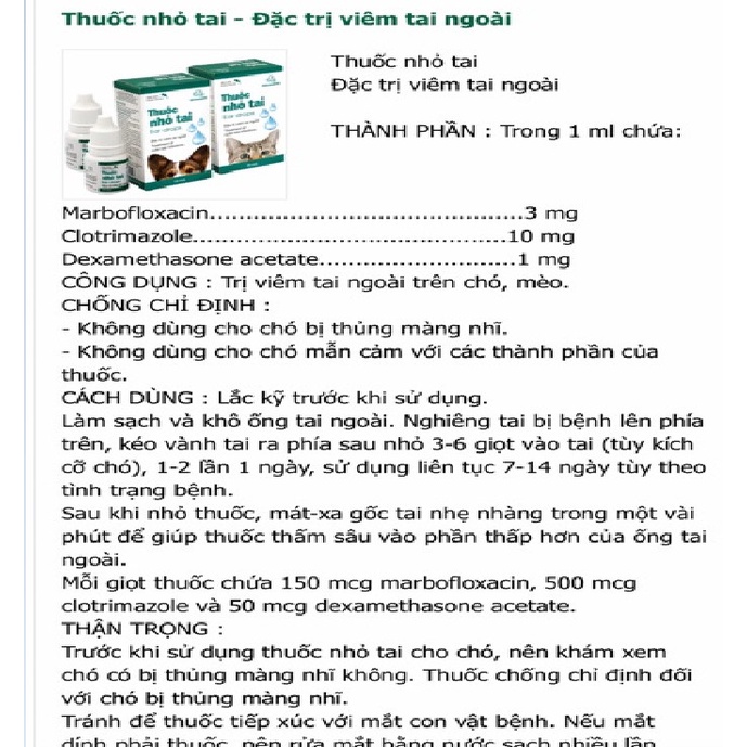 Dung dịch nhỏ tai VEMEDIM 10ml cho chó mèo - Loại bỏ vi khuẩn và nấm ngứa ở tai thú cưng
