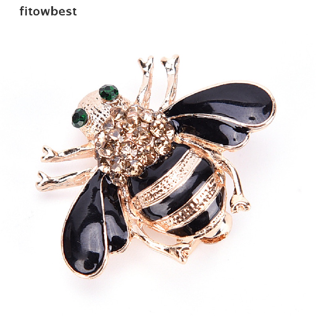 Ftvn Fashion Bee Brooch Elegant Gold Plated Crystal Rhinestone Party Brooch Jewelry QDD