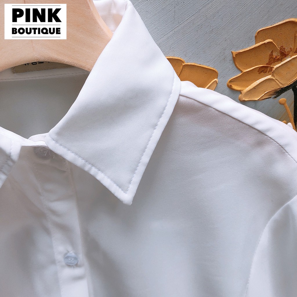 Áo Sơ Mi Nữ Trắng Form Rộng Trơn Basic Dài Tay Lụa Hàn Mát Mịn Phong Cách Ulzzang Hàn Quốc Thiết Kế PINKBOUTIQUE | BigBuy360 - bigbuy360.vn