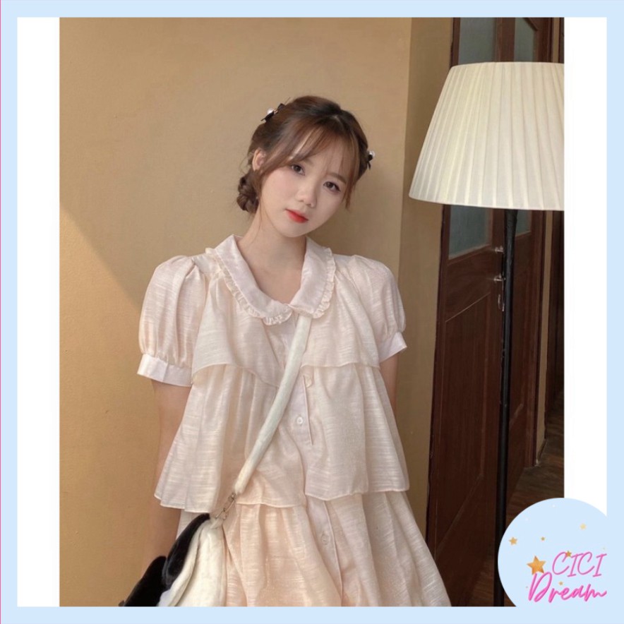 Váy tầng cộc tay chất Voan công chúa cổ sen Nora Dress dạo phố babydoll, đầm voan nhiều tầng tiểu thư sang chảnh