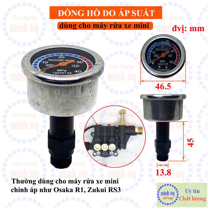 Đồng hồ đo áp lực máy rửa xe mini - phụ kiện máy rửa xe cao áp