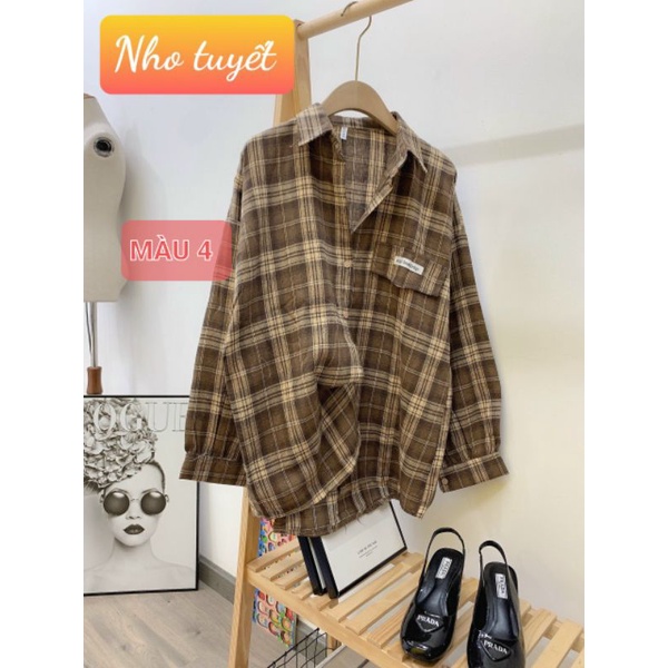 ÁO SƠ MI KẺ ULZZANG HÀN QUỐC TAY ĐÈN LỒNG-139