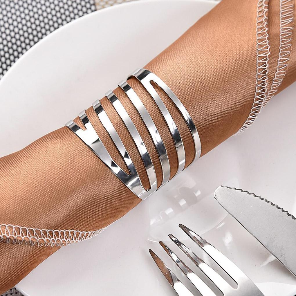 (runbu) Set 12 Vòng Giữ Khăn Ăn Sinh Nhật Trang Trí Bữa Tối Có Khóa Cài Rỗng Cho Nhà Hàng Canteen