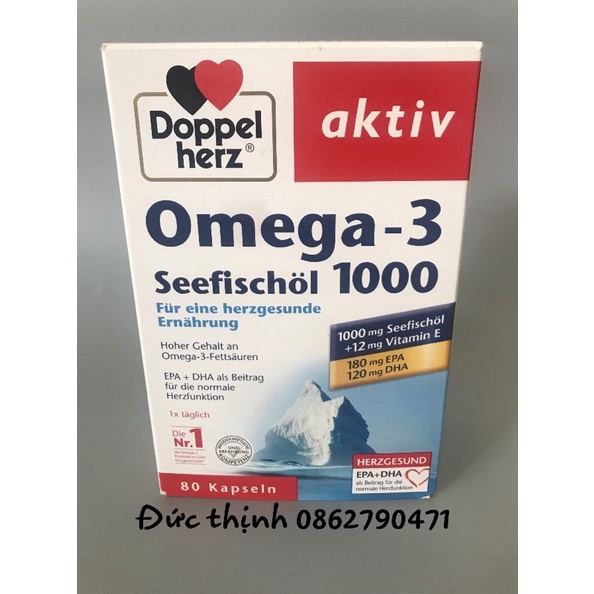 - OMEGA 3 AKTIV DOPPELHERZ SEEFISCHOL 1000 - Hộp 80 VIÊN