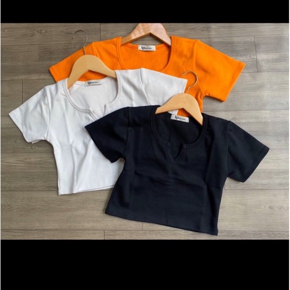 Áo Croptop Cổ V Nữ 🌸 Croptop thun tăm cộc tay SIÊU HOT