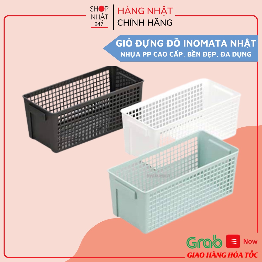 [Hỏa Tốc HN] Giỏ đựng đồ đa năng dáng rộng Inomata, giỏ đựng quần áo, kệ đựng dụng cụ nhà bếp, đựng mỹ phẩm Nhật Bản