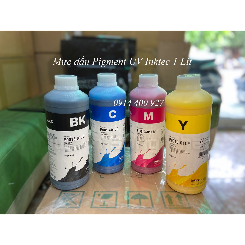 [Mã 33ELSALE hoàn 7% đơn 300K] Bộ 4 chai Mực in dầu (BK/M/Y/C) Pigment Epson Inktec Hàn Quốc 1 Lít