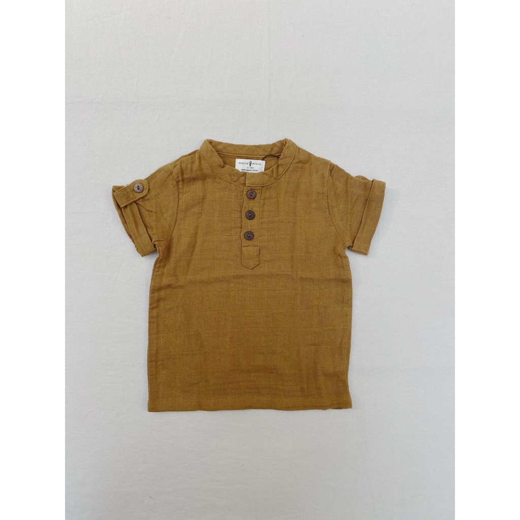 Muslin Leon Shirt (Áo Nam Henley Vải Xô Organic Cotton)