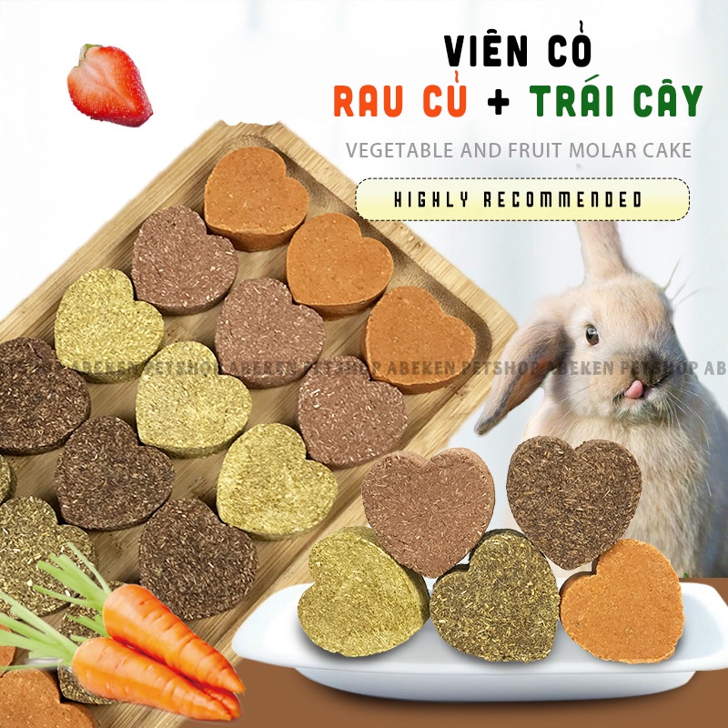 Bánh Cỏ Trái Tim kết hợp Trái Cây Rau Củ dành Cho Thỏ/ Bọ/ Sóc/ Hamster