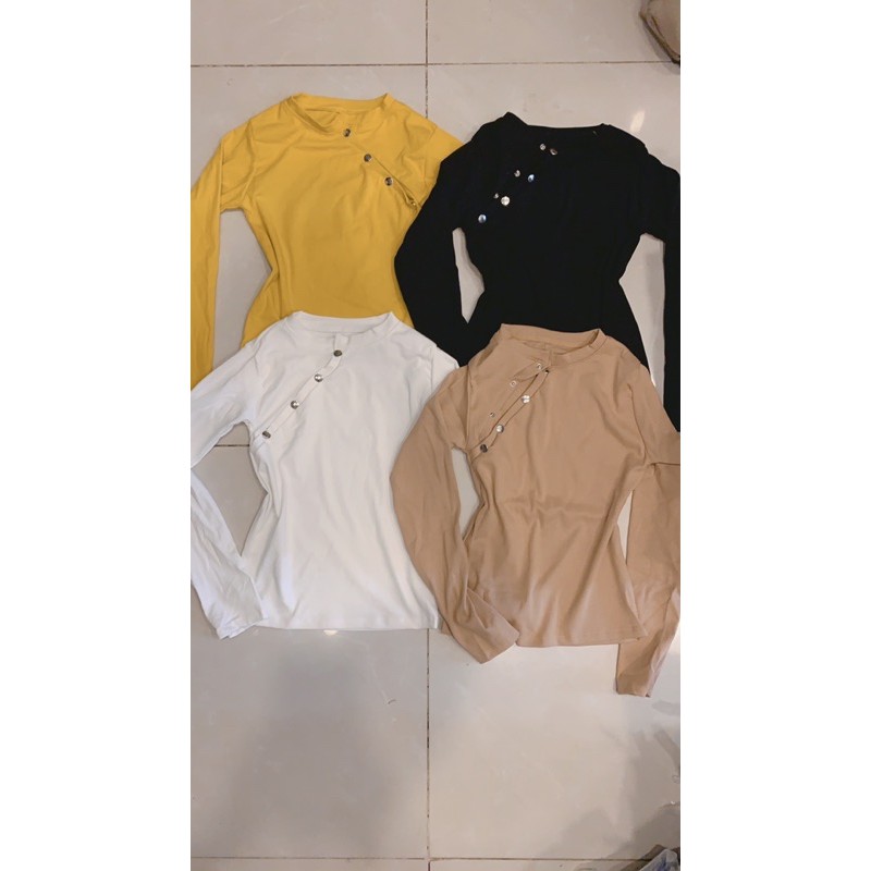 áo thun dài tay cúc bấm