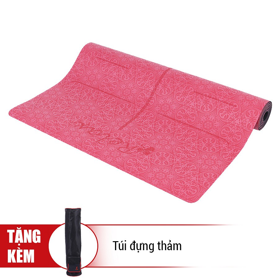 Thảm Tập Yoga Relax PU Hebeyoga định tuyến cao cấp màu đỏ tặng kèm túi đựng thảm