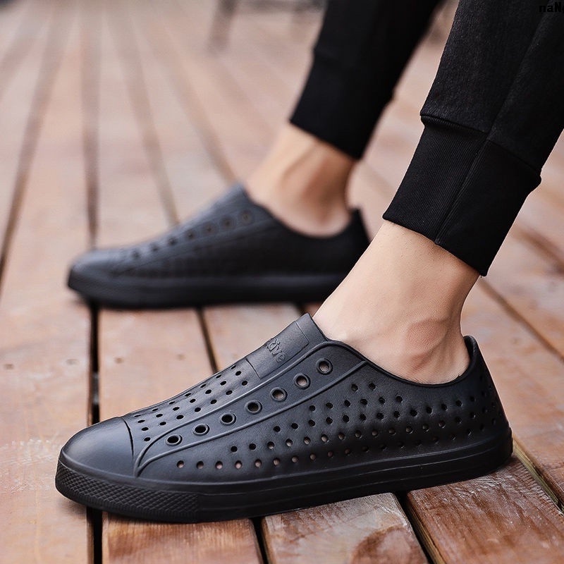 {Sandal Đục Lỗ Bằng Nhựa Thoáng Khí...} {Sandal Đi Mưa Chống Trượt Cho Nam Tuyệt Vời =