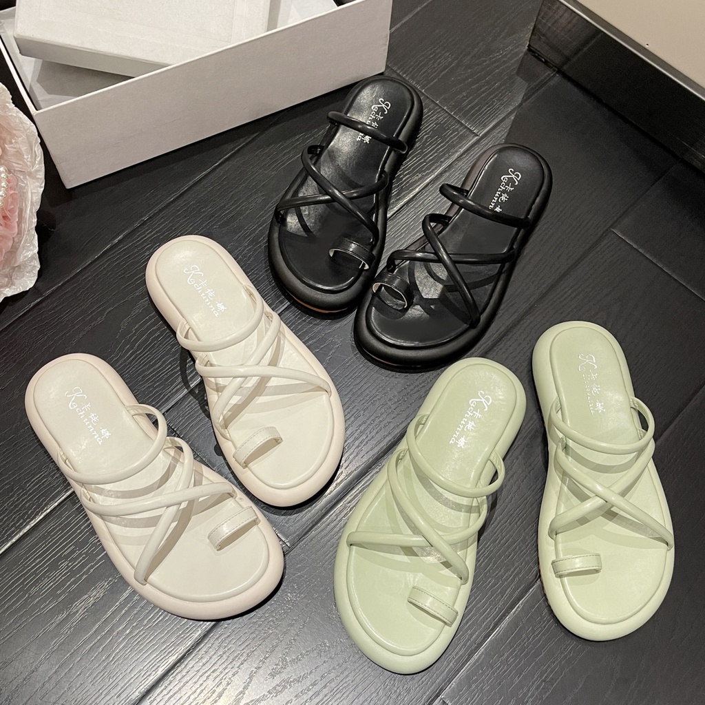 Xăng đan Búp Bê Dây Chéo Đế Bệt Thoải Mái Dễ Thương Dành Cho Bạn Nữ Mặc Khi Đi Biển