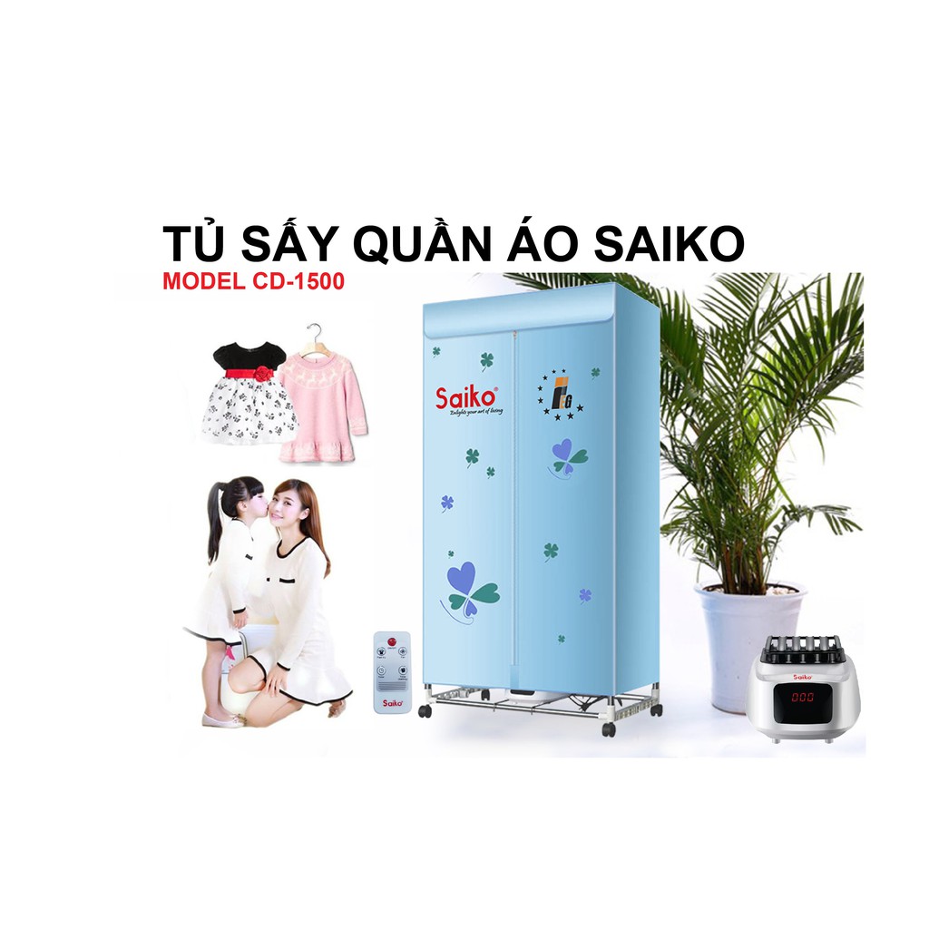 Tủ sấy quần áo Saiko CD-1500, sấy tối đa 15kg quần áo