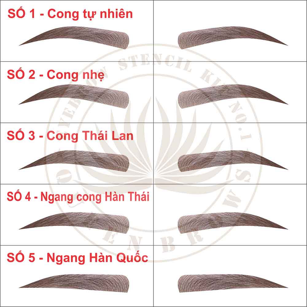 Khuôn kẻ lông mày QueenBrows 5 Dáng + Tặng chì vẽ