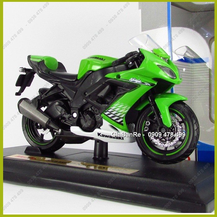 XE MÔ HÌNH 1:18 KAWASAKI ZX-10R - MAISTO - XANH LÁ -8833