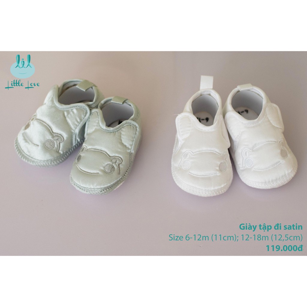 Giày tập đi satin cho bé từ 6m đến 18m little love