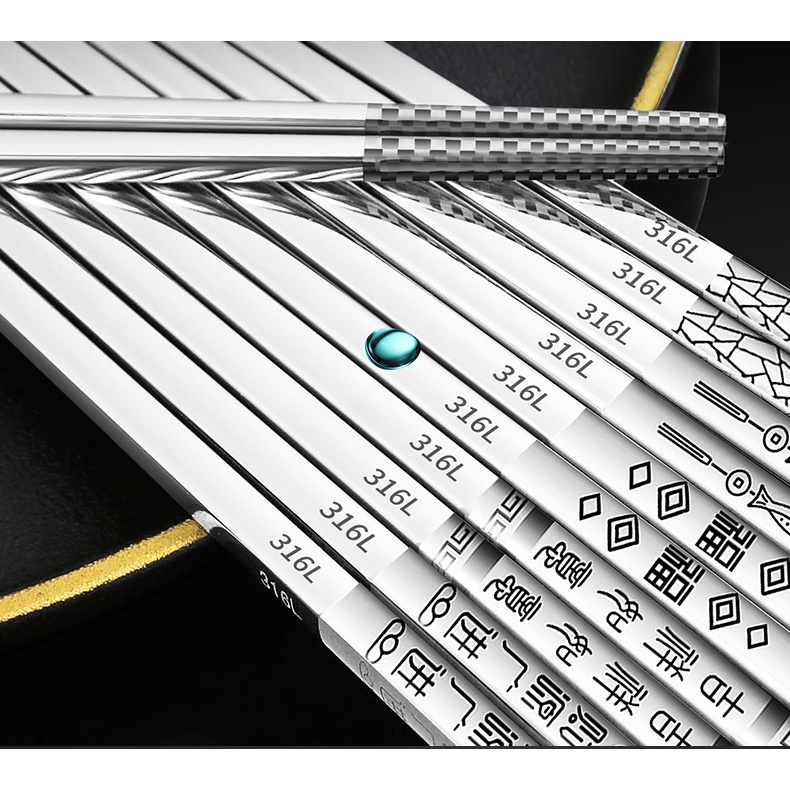 Đũa Ăn Bằng Thép Không Gỉ 316 Thiết Kế Chống Trượt Cao Cấp