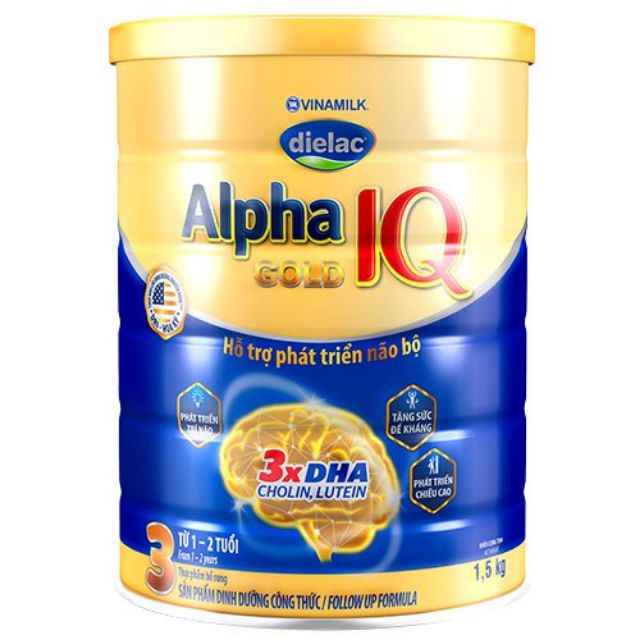 Sữa bột Vinamilk Dielac Alpha Gold IQ Step 3 - Hộp thiếc 1500g