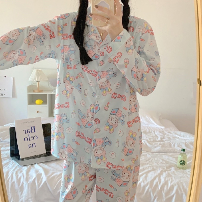 Set đồ ngủ pyjama dài hoạ tiết Mymelody và Cinamoroll hàn quốc