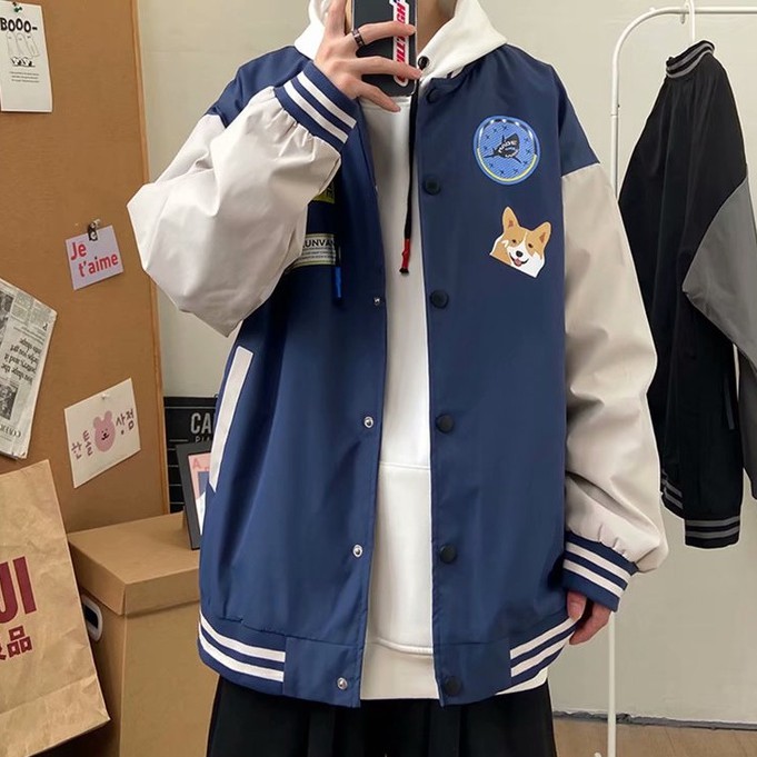 Áo khoác bóng chày thêu chữ thời trang cho nam new in hoa áo dài tay khoác ifashion Hàn Quốc Thêu thùa top jacket