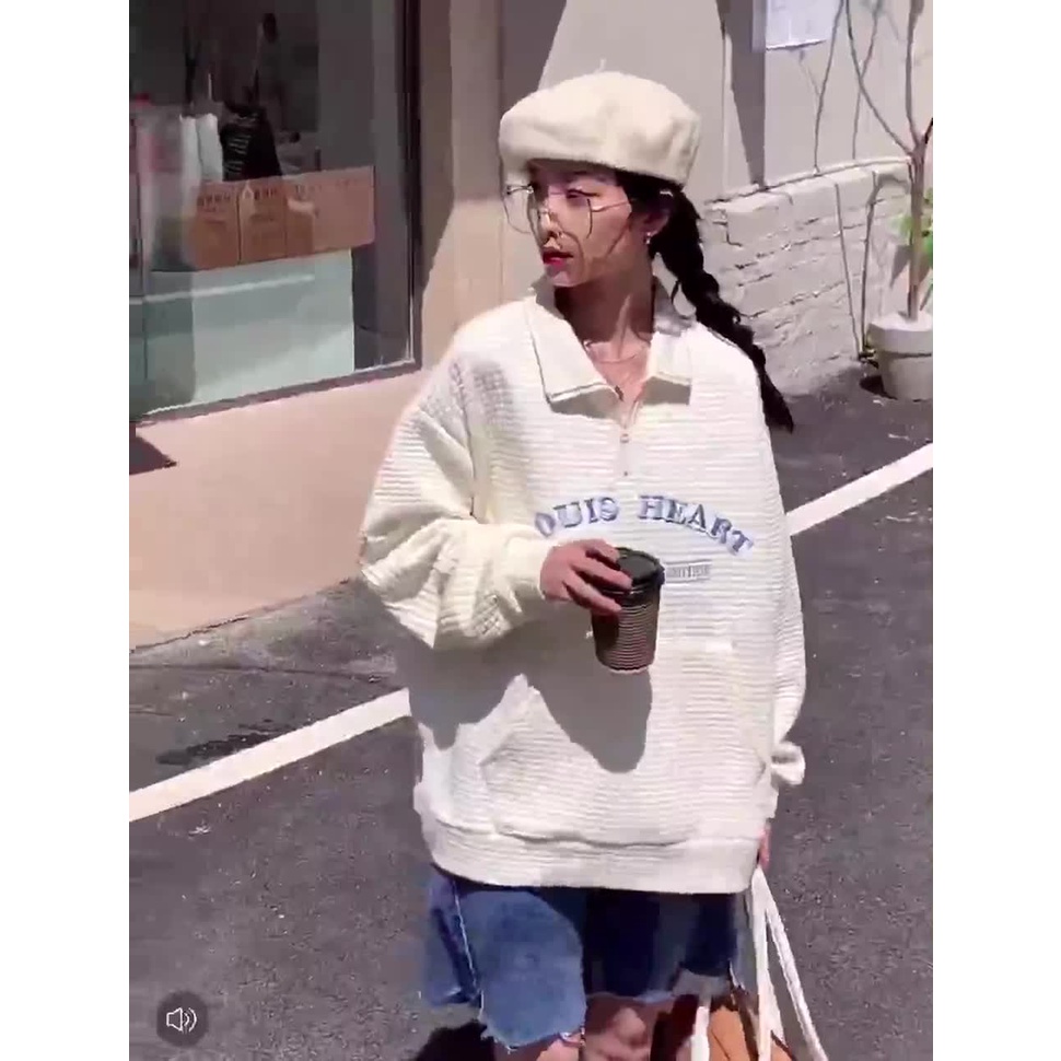Áo Sweater Tay Dài Form Rộng Chất Nỉ Cổ Polo | BigBuy360 - bigbuy360.vn