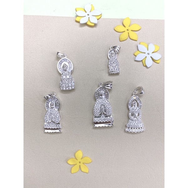 Mặt dây chuyền quan âm Bồ tát đính hạt cao cấp xung quanh- Bạc cao cấp 925
