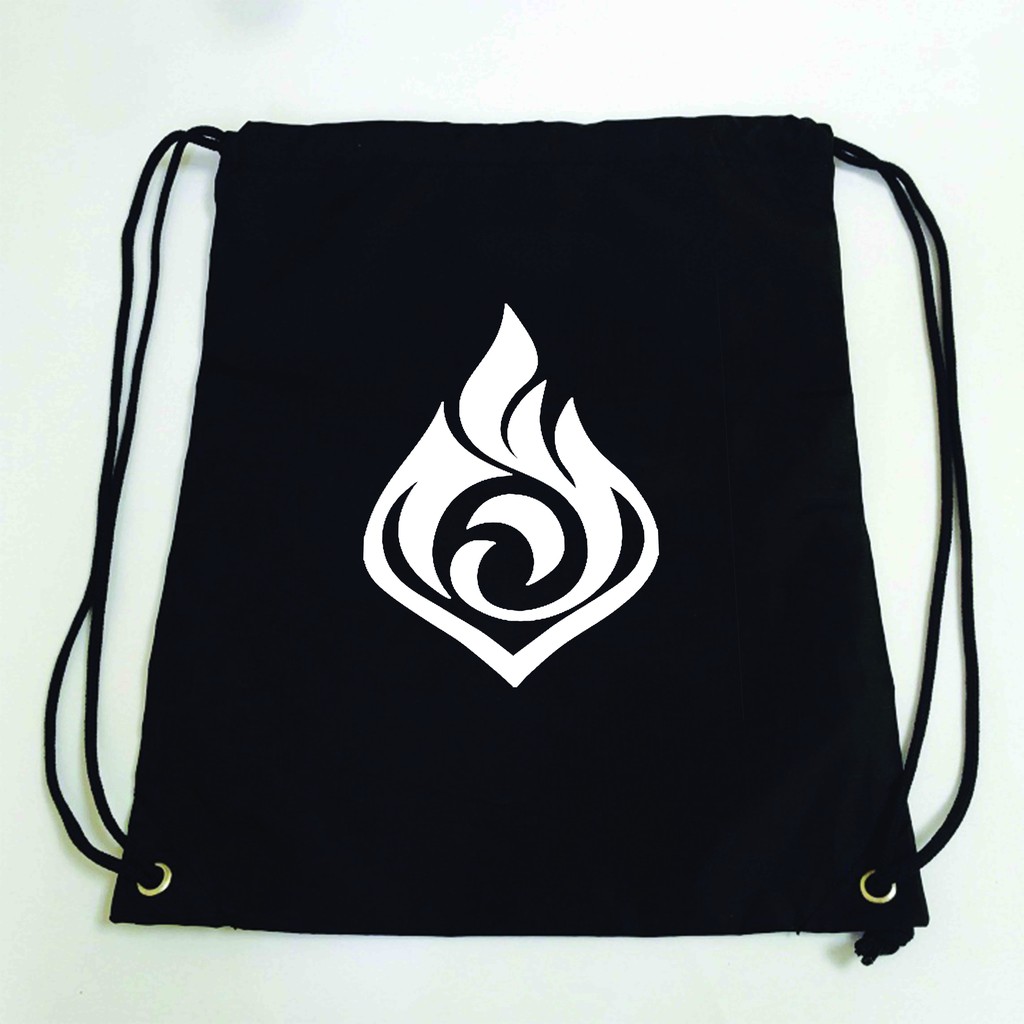 Balo dây rút đen in hình NGUYÊN TỐ VISION GENSHIN IMPACT game anime chibi túi rút đi học xinh xắn thời trang M3